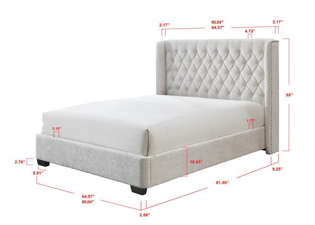 Contemporary Upholstered Queen Bed Frame With Tufted Headboard - Omega Lifestyles