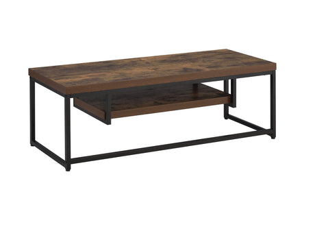 Weathered Oak Black Metal Finish TV Stand - Omega Lifestyles