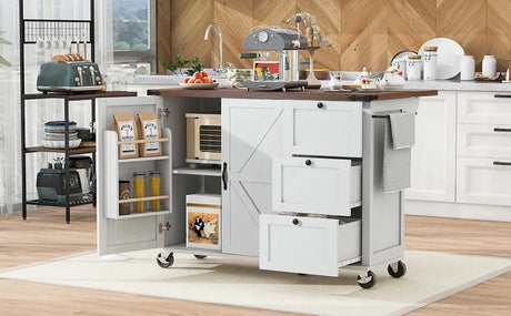 Farmhouse Kitchen Island Cart With Power Outlet - Omega Lifestyles