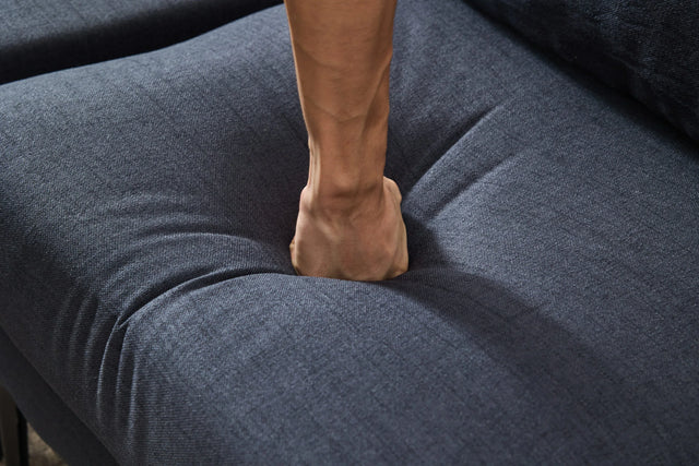 L-Shaped Grey Linen 6-Seat Convertible Sofa With Pillows - Omega Lifestyles