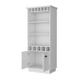 Modern White Bar Cabinet With Glassware And Bottle Racks - Omega Lifestyles