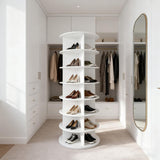6-Tier Rotating White PVC Shoe Rack Tower Organizer