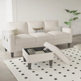 Beige Reversible Modular Sectional Sofa With Storage Ottoman - Omega Lifestyles