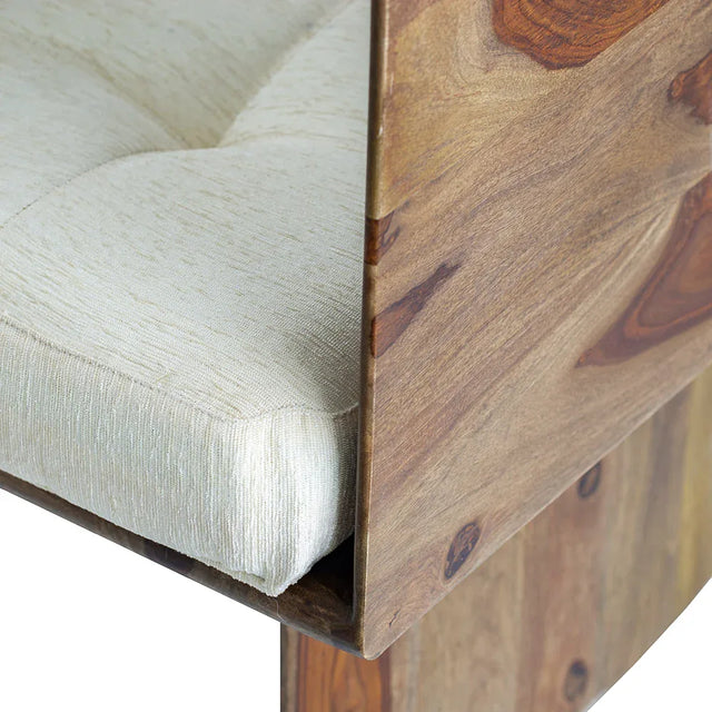 Beige Upholstered One-Seater Wood Frame Sofa - Omega Lifestyles