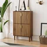 Modern Minimalist Brown Shoe Storage Cabinet With Flip Doors - Omega Lifestyles