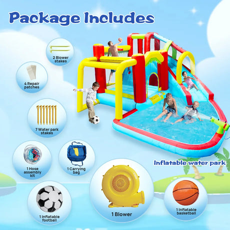 7-in-1 Inflatable Outdoor Water Park Bounce House - Omega Lifestyles