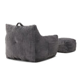 Giant Medium-Soft Corduroy Bean Bag Chair With Footstool - Omega Lifestyles