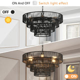 Rustic 4-Tier Black Hemp Rope Pendant Light Chandelier - Omega Lifestyles