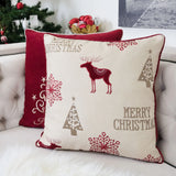Merry Christmas Embroidered Poly Linen Throw Pillow 20x20-Inch - Omega Lifestyles