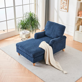 Medium Firm Chenille Upholstery Foam Large Chaise Lounge - Omega Lifestyles