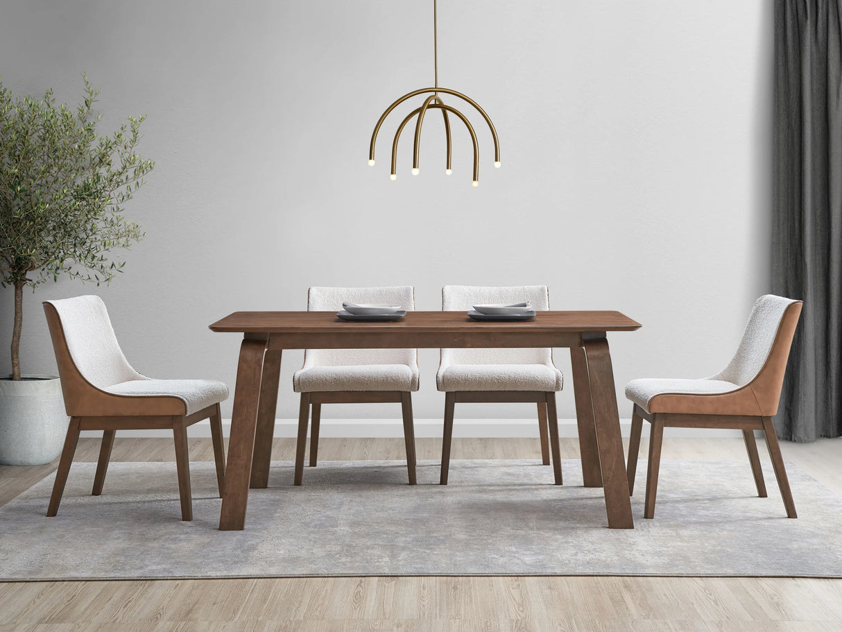 Walnut Synthetic Wood Dining Table With Bent Legs - Omega Lifestyles