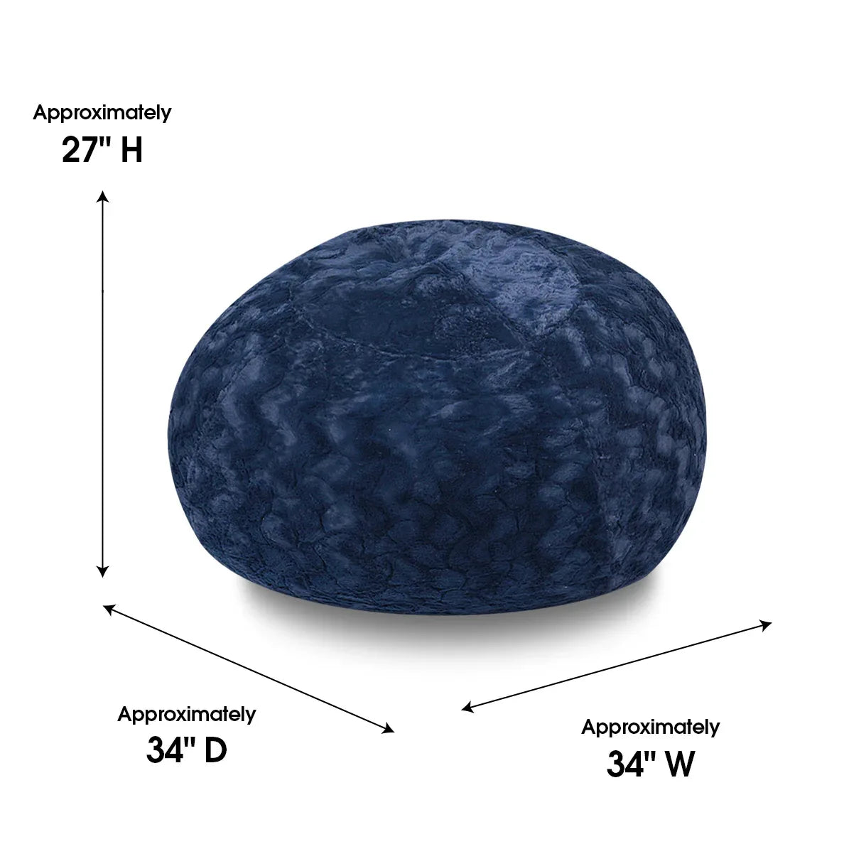 Plush Navy Faux Fur Shredded Foam Bean Bag Chair - Omega Lifestyles