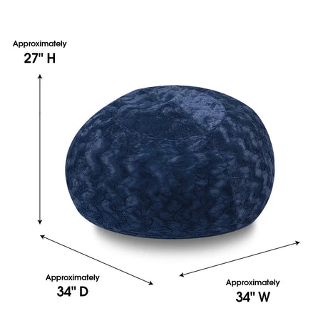Plush Navy Faux Fur Shredded Foam Bean Bag Chair - Omega Lifestyles