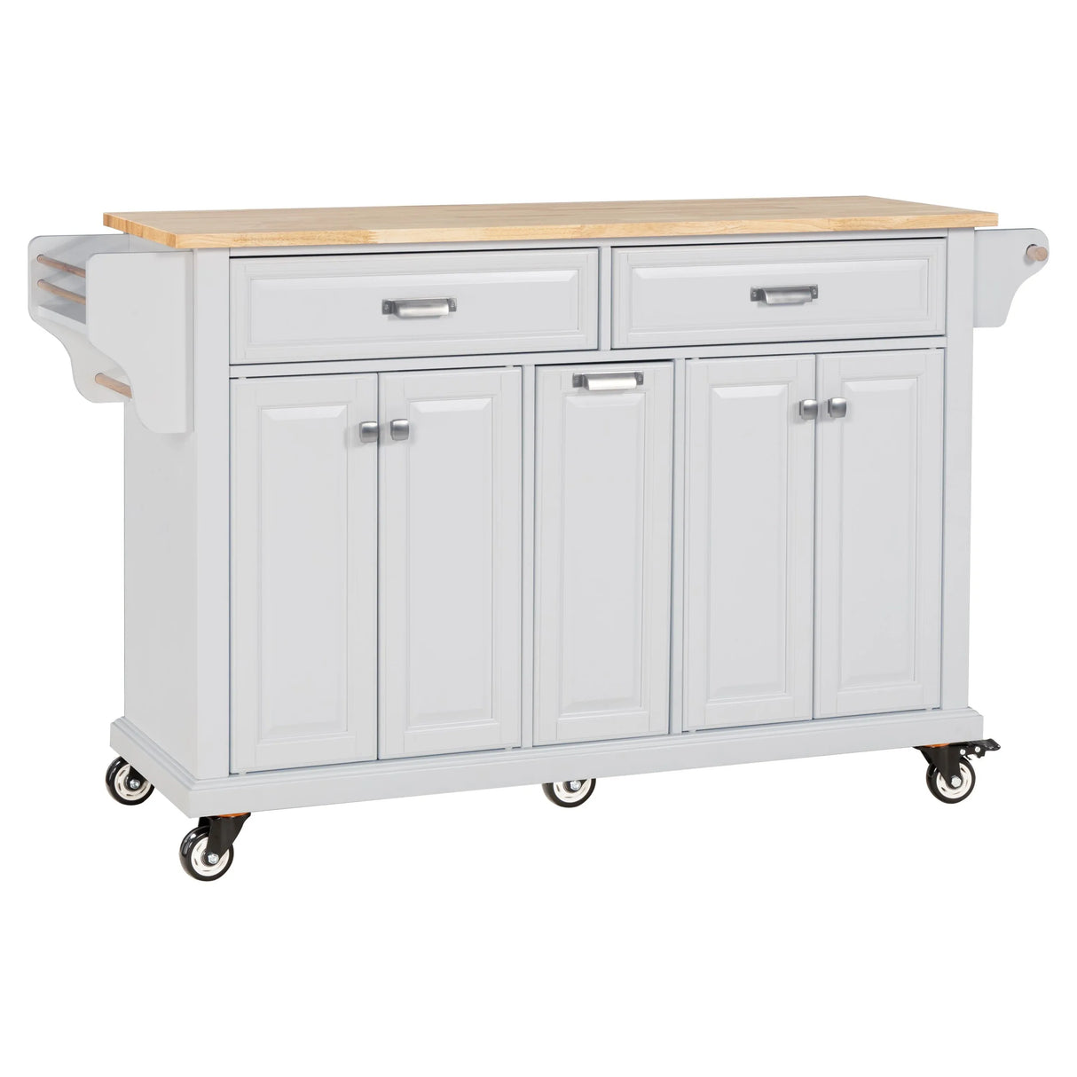 Solid Wood Rubberwood Kitchen Cart With Storage Drawers - Omega Lifestyles