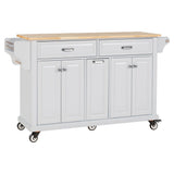 Solid Wood Rubberwood Kitchen Cart With Storage Drawers - Omega Lifestyles