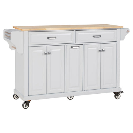 Solid Wood Rubberwood Kitchen Cart With Storage Drawers - Omega Lifestyles