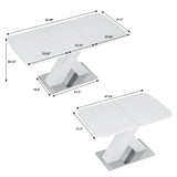 Modern Square Stretchable White MDF Steel Dining Table - Sleep Galleria