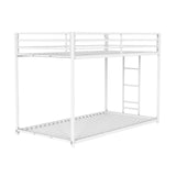 Contemporary Matte White Metal Twin Over Twin Low Bunk Bed - Omega Lifestyles
