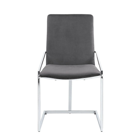 Set of 2 Gray Velvet Upholstered Metal Side Chairs - Omega Lifestyles