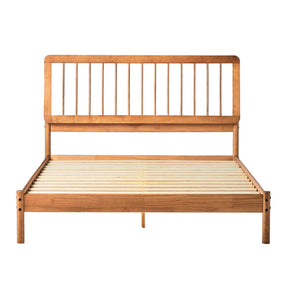 Mid-Century Modern Solid Pine Wood Queen Bed Frame - Omega Lifestyles
