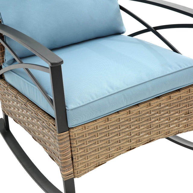 3-Piece Outdoor Rocking Rattan Chair Set With Table - Omega Lifestyles