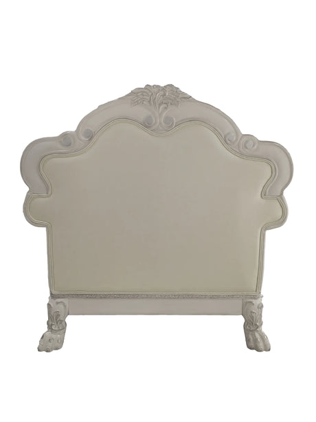 Dresden Faux Leather White Accent Chair With Pillows - Omega Lifestyles