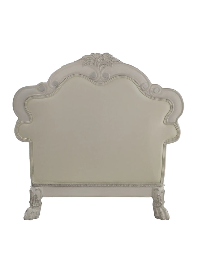 Dresden Faux Leather White Accent Chair With Pillows - Omega Lifestyles