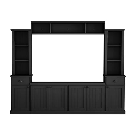 Adjustable Height Black Particle Board TV Stand Console - Sleep Galleria