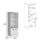 70-Inch White Particle Board Bar Cabinet With Wine Rack - Omega Lifestyles
