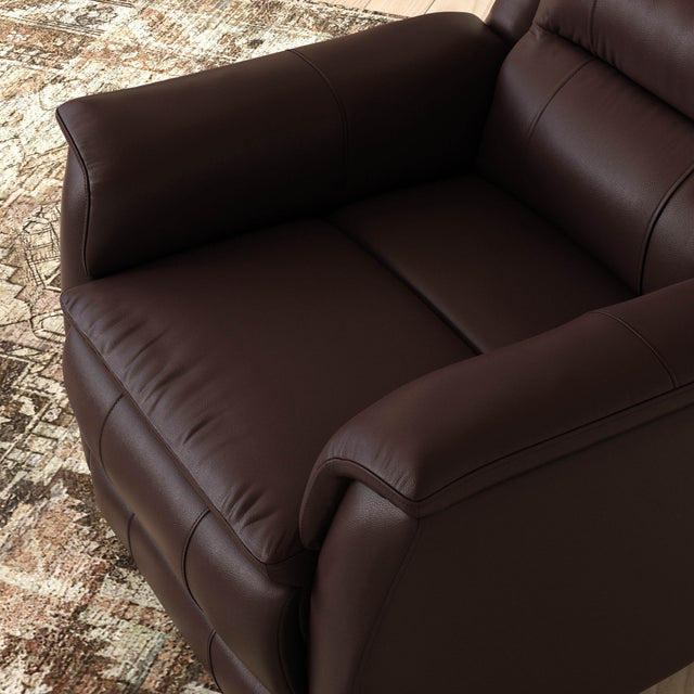 Swivel Glider Recliner With Manual Footrest And Leather Upholstery - Omega Lifestyles