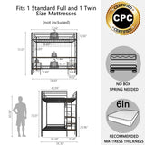 Full Over Twin Metal Bunk Bed With Desk Charging Station - Omega Lifestyles