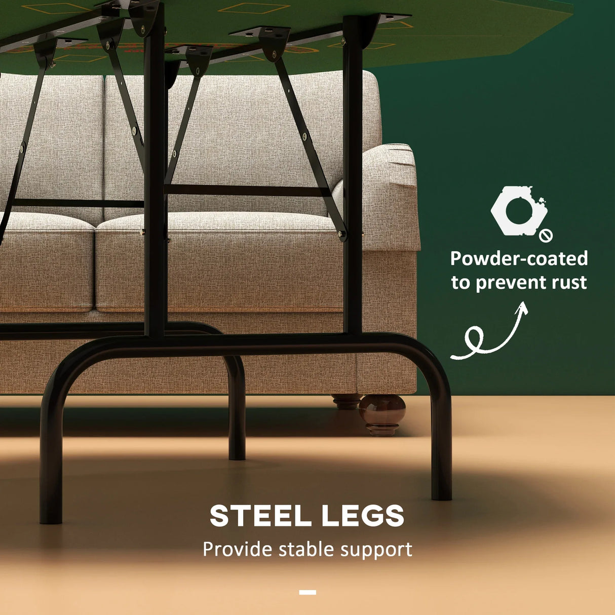 Foldable 8-Player Felt Fold-Up Poker Table - Omega Lifestyles