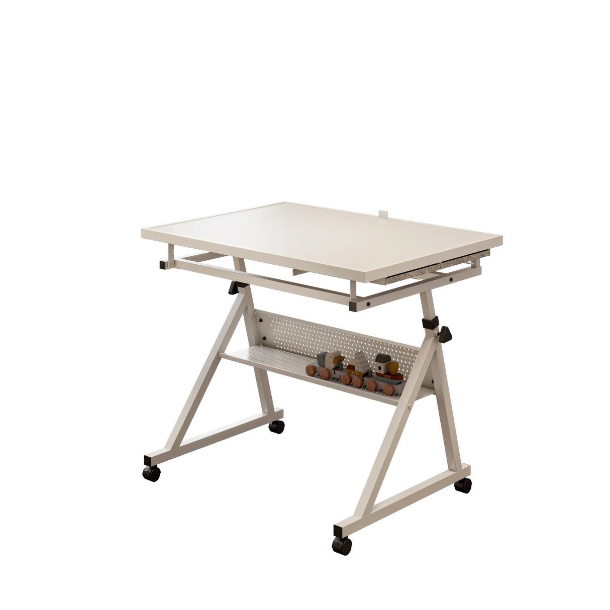 Adjustable Height Metal Puzzle Table With Storage Trays - Omega Lifestyles