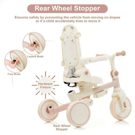 7-In-1 Foldable Aluminum Alloy Baby Tricycle With Canopy - Omega Lifestyles