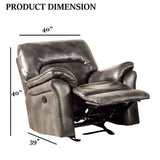 Transitional Dark Gray Leatherette Standalone Glider Recliner Chair - Omega Lifestyles