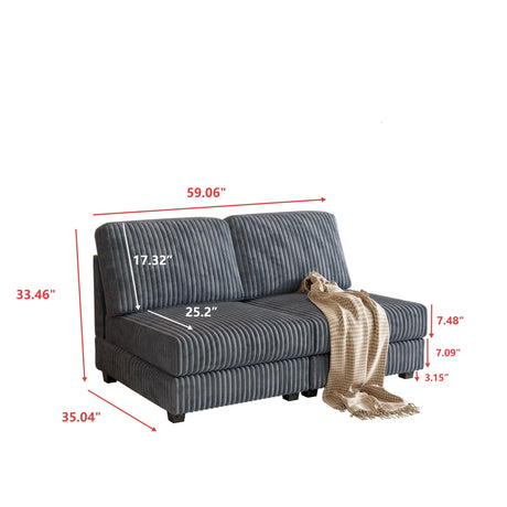 Double-Seater Corduroy Fabric Wood Frame Sofa - Omega Lifestyles