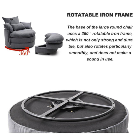 360-Degree Swivel Modern Soft Corduroy Barrel Chair - Omega Lifestyles