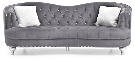 Glam Velvet Tufted 3-Seat Sofa With Nailhead Trim - Omega Lifestyles