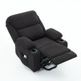 Medium-Firm Corduroy Remote-Controlled Heating Massage Recliner - Omega Lifestyles
