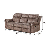 Chocolate Velvet Recliner Sofa With USB Port And Drop Down Table - Omega Lifestyles
