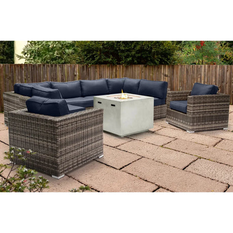 Premium 6-Person Wicker Outdoor Seating Group With Fire Pit - Omega Lifestyles