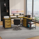 Industrial L-Shaped Office Desk With Power Hub