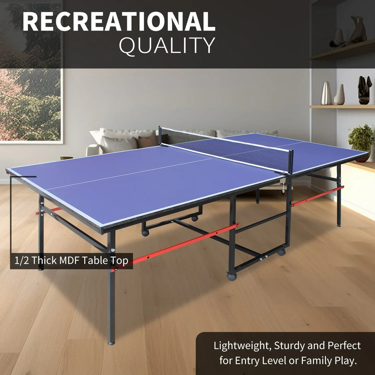 Foldable Mid-Size Portable Table Tennis Table Set - Omega Lifestyles