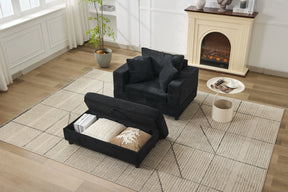 Corduroy Upholstered Chaise Lounge Chair With Ottoman - Omega Lifestyles