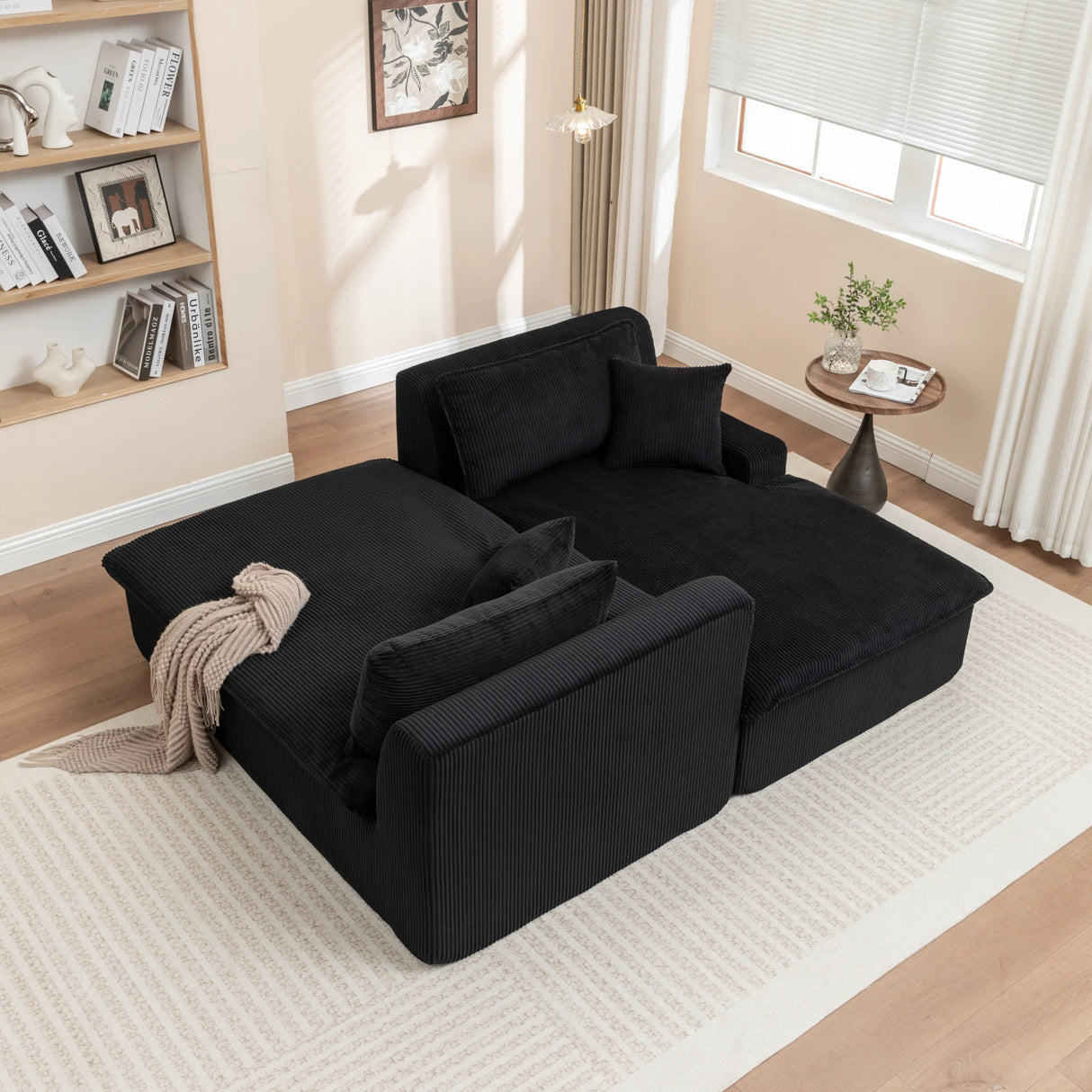 Corduroy Foam Upholstered Chaise Lounge Sleeper Chair - Omega Lifestyles