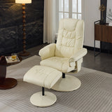 PU Leather Recliner Chair With Ottoman Heated Massage - Omega Lifestyles