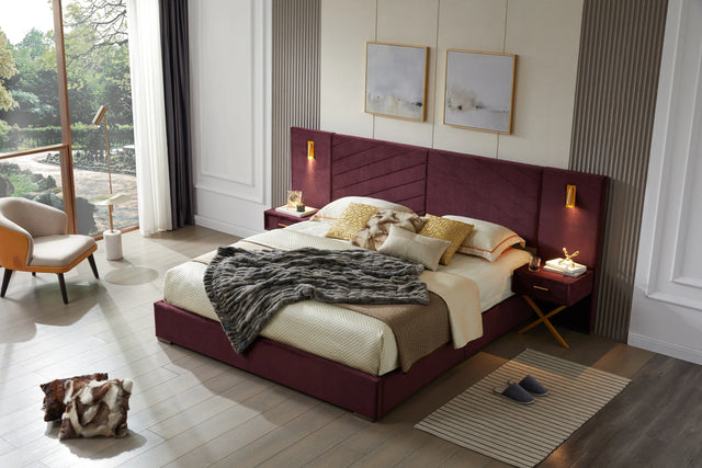 King Velvet Wingback Upholstered Platform Bed Frame - Omega Lifestyles