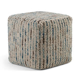 Multi-Color Handwoven Wool Fabric Cube Pouf - Omega Lifestyles