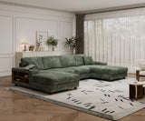 Modern Convertible U-Shaped Corduroy Fabric Sofa - Omega Lifestyles