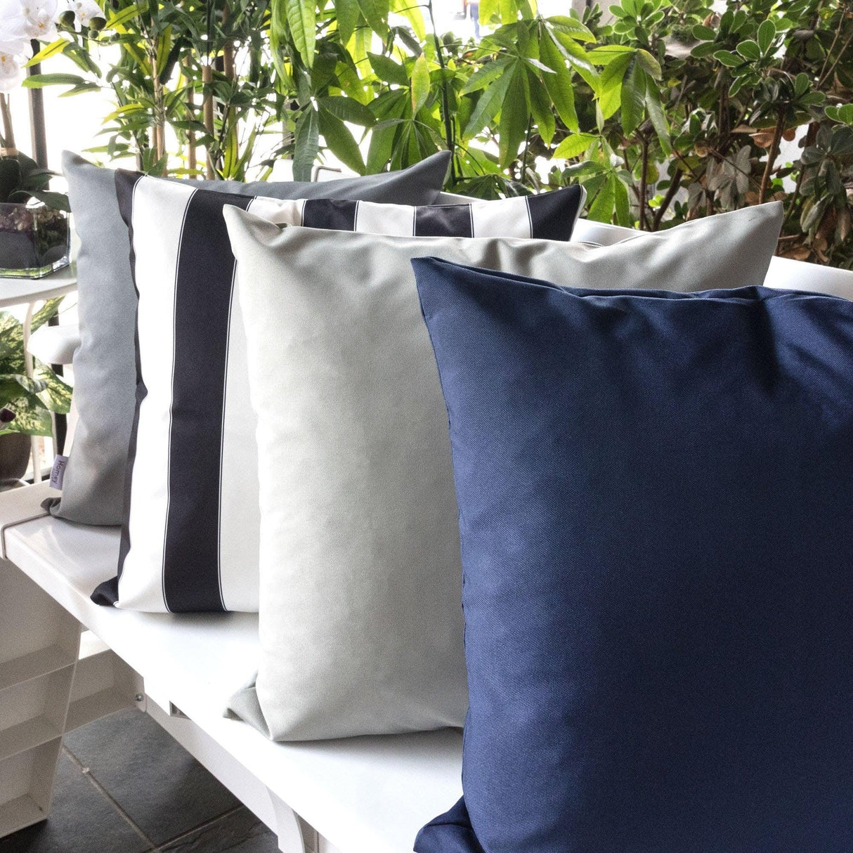 Outdoor Weather Resistant Navy Polyester Patio Pillow 20x20 Inches - Omega Lifestyles